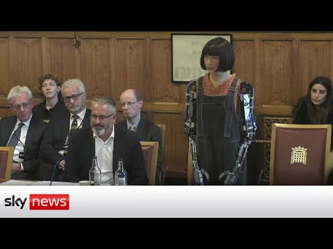 AI robot Ai-Da gives evidence to a House of Lords inquiry