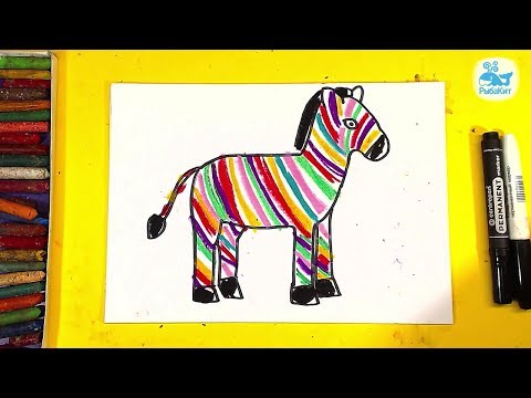 Как нарисовать ЗЕБРУ / Учим цвет и рисуем РАДУГУ для детей от РыбаКит