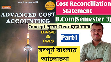 #1 Cost Reconciliation Statement B.Com Semester 3//Cost Accounting From Basu Das solutions