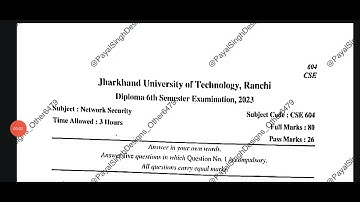 Jharkhand Diploma 6th Semester Network Security| PYQ | 2023 |  #questionpaper