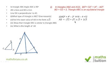 Similar triangle and surd and Pythagoras iGCSE, GCSE, O Level