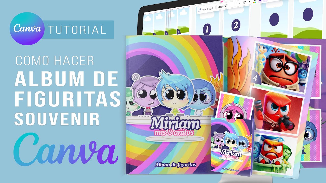 Como hacer ALBUM de FIGURITAS SOUVENIR FIESTAS INFANTILES muy facil y practico con Canva