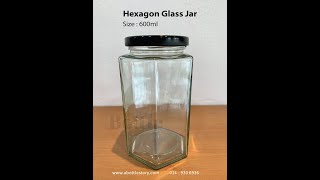 Giant Hexagon Glass Jar  (600ml)