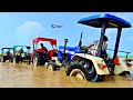Stuck Swaraj 742 XT Pulling 4 Tractor | Eicher 485 | Massey 245 | Mahindra 415 Di #ballubhai 