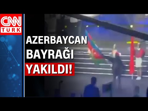 Ermenistan'ın başkentinde tepki çeken provokasyon... Azerbaycan bayrağı yakıldı!