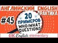 20 примеров #45 WHO/WHAT questions - Вопросы с who и what в английском | уроки английского языка