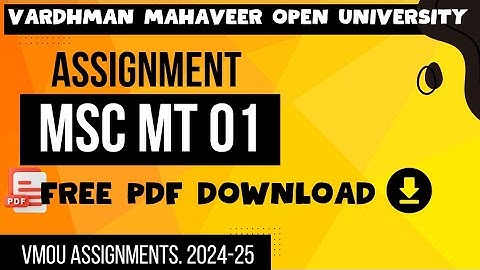 MSC MT 01 vmou assignment solutions | vmou assignment of mscmt01 | msc maths assignment vmou 2024-25