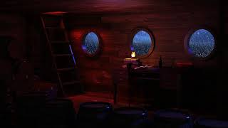 Pirate Ship Cabin Ambience | Thunderstorm, Heavy Rain, Wind Storm, Ocean Waves, Wood Creaking