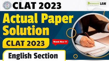 CLAT 2023 - Actual Paper Solution CLAT 2023 | English Section | #clat #clatpreparation #law