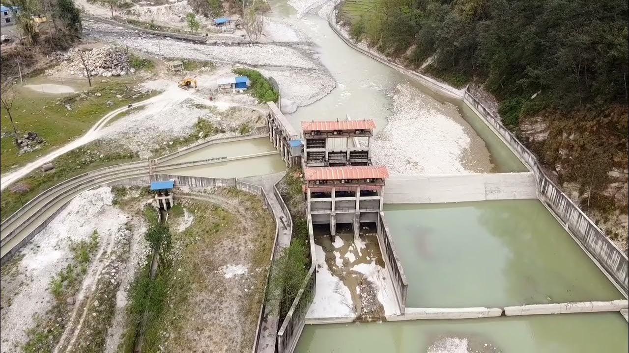 Lower Modi Khola Hydroelectric project, Parbat, Nepal..drone view of