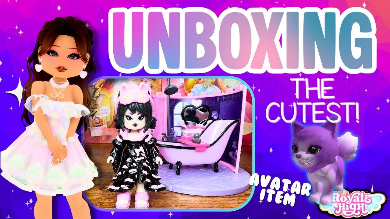UNBOXING the Powder Room Playset from Royale High! 🛁✨ (Exclusive Cat Item Reveal!)