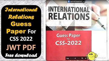 International Relations Guess Papers For CSS 2022 JWT PDF