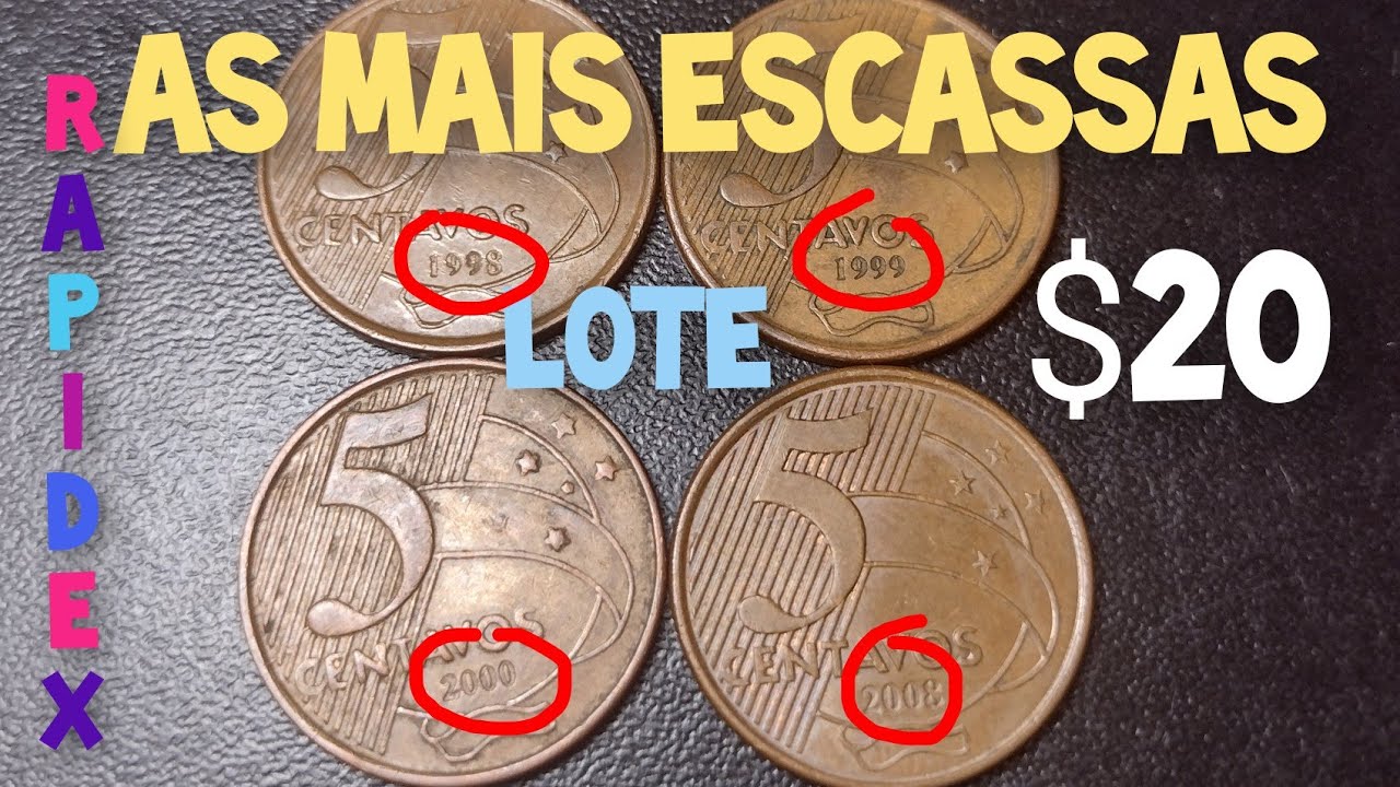 5 centavos as datas mais escassas do plano real- 1999-2000-2008-1998