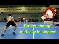 Badminton racket change midrally in singles match    insane level