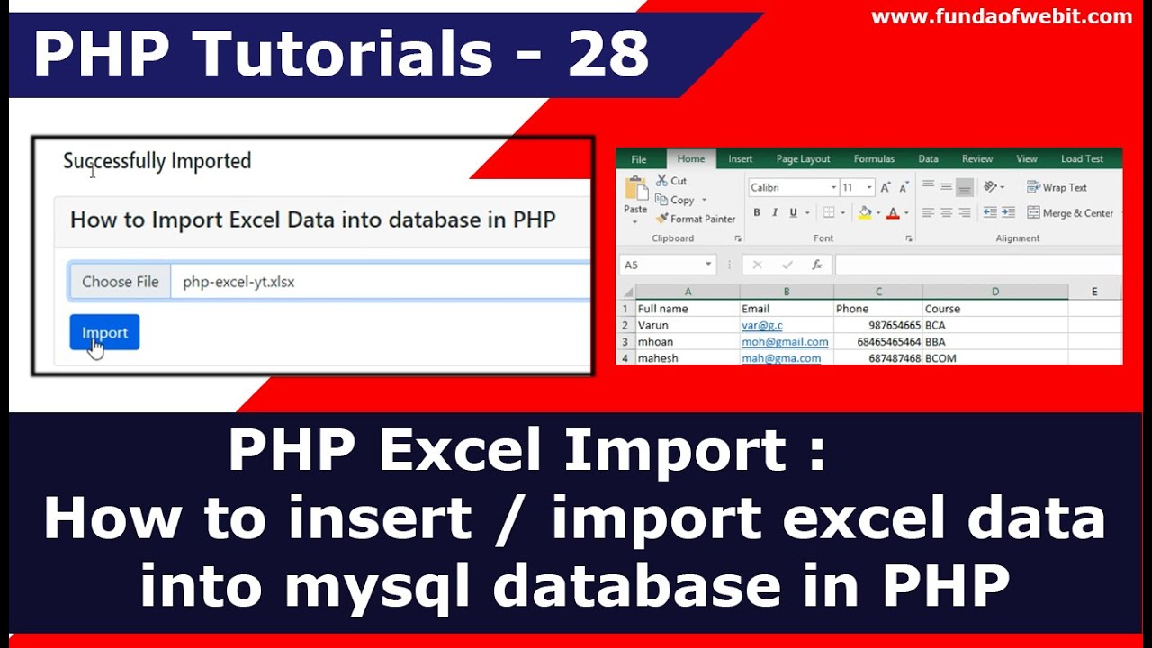 Php Excel Import : How To Insert / Import Excel Data Into Mysql Database In Php | Php Tutorial 28