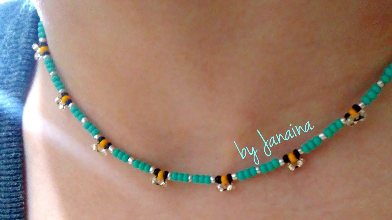 Colar abelhinhas de miçangas @Renata Palmeira Oficial