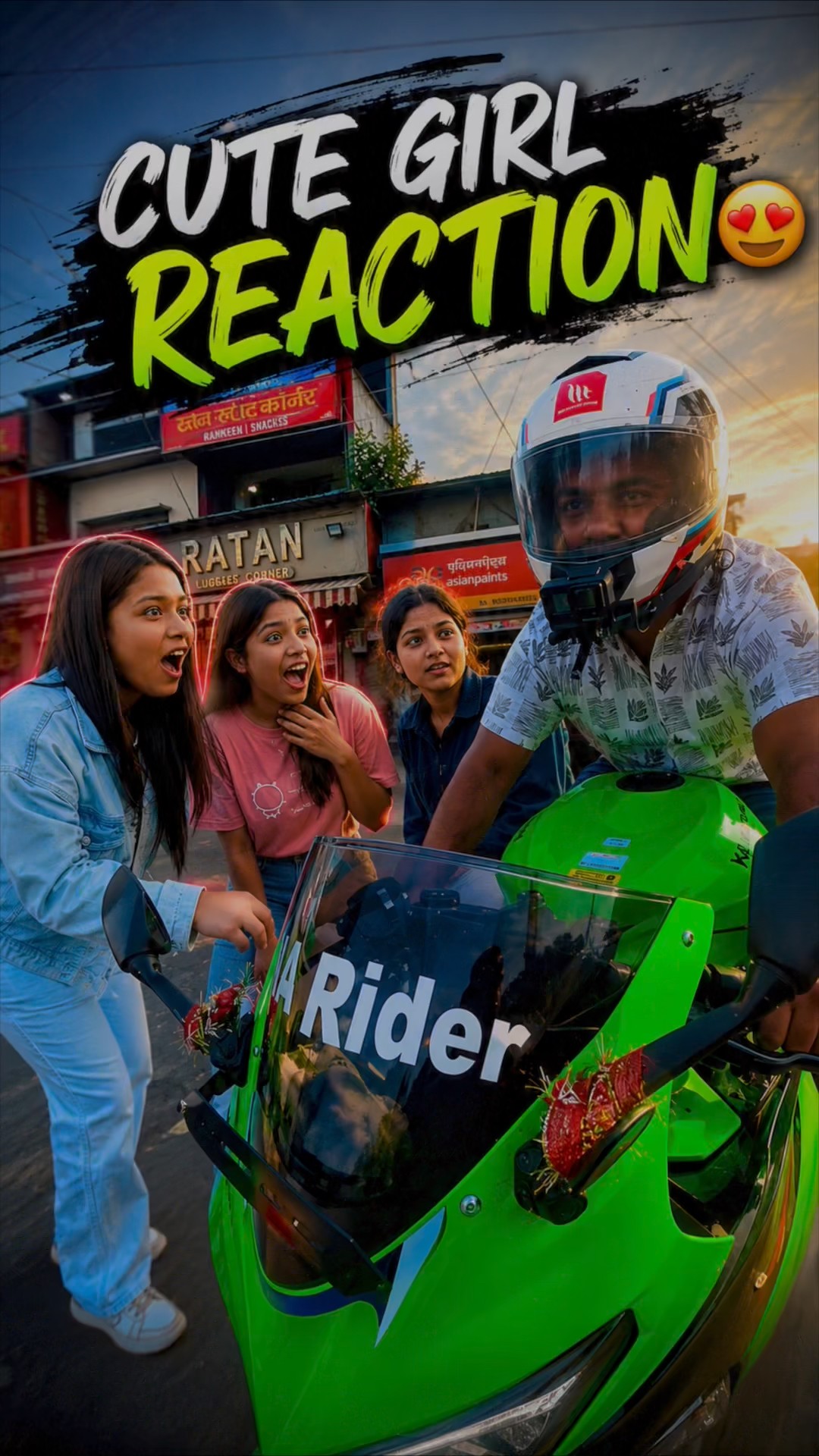 Cute Girls Reaction to My Kawasaki Ninja ZX6R 😍🏍️💚 #shorts
