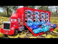 Blue box set! We will mount a miniature car on the red trailer.