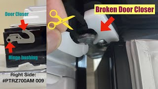 How to replace the broken door closer and hinge bushing on the Hitachi fridge door