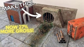 How I Made a Modular City Board Part 5: Sewer Outlet/Drain | Miniature Terrain Building Tutorial