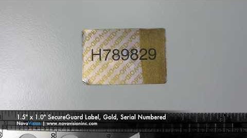 Tamper Evidence - 1.5" x 1.0" SecureGuard Label, Gold, Serial Numbered (non residue)