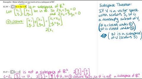 Show a Set IS or IS NOT a Subspace of R^2