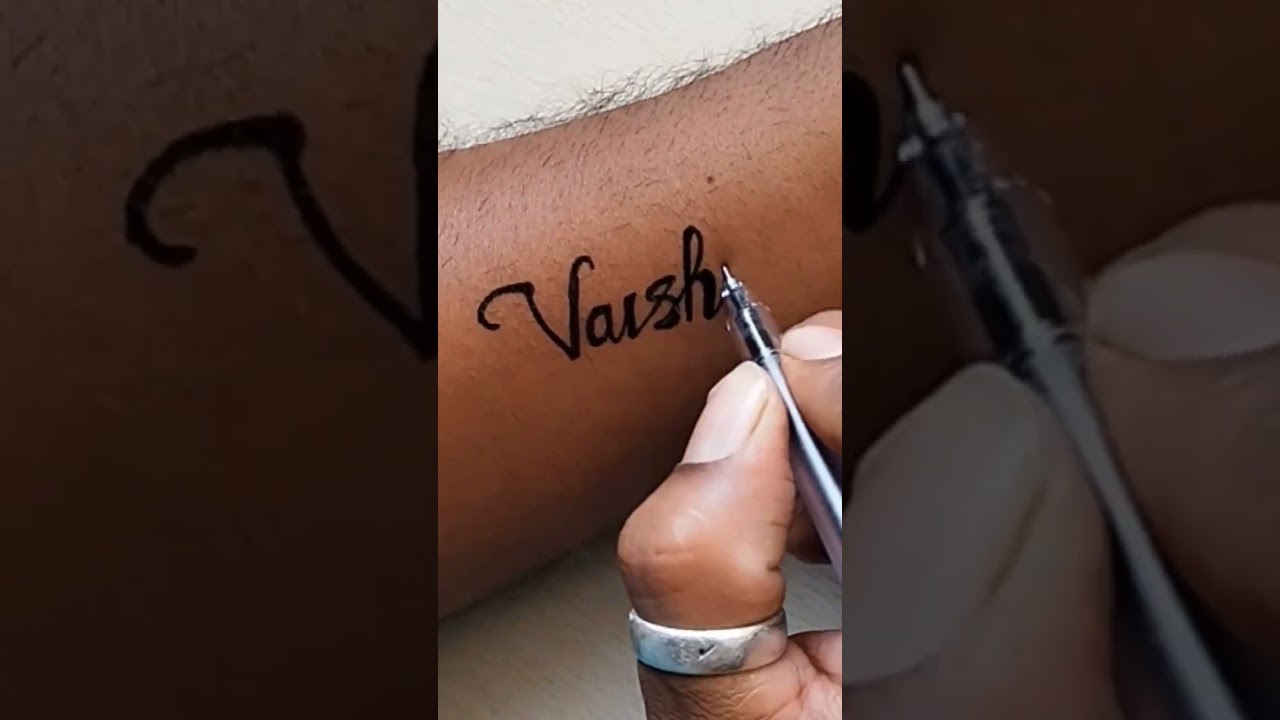 Vaishnavi Name Signature Calligraphy Status | How to Draw, Cursive  Calligraphy with Cut Marker - YouTube