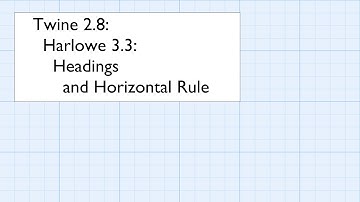 Twine 2.8: Harlowe 3.3: Introduction: Headings and Horizontal Rule