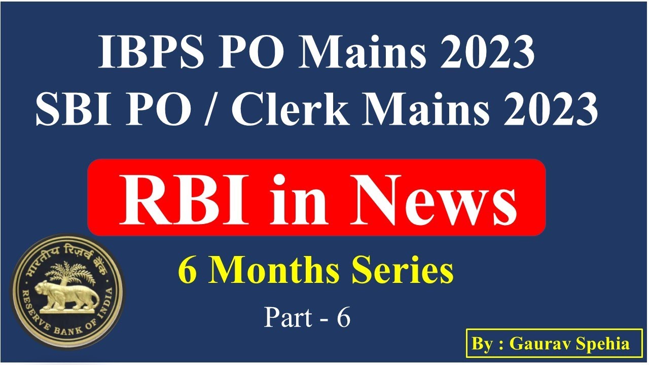 Last 6 Month Current Affairs| RBI in News | RRB PO Interview | IBPS PO ...