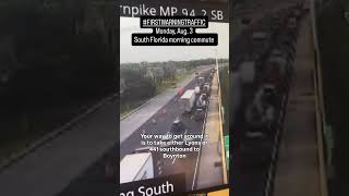 Car fire causes delays on Turnpike South in Lake Worth Monday morning