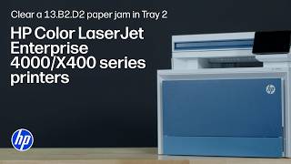 How to clear a 13.B2.D2 paper jam in Tray 2 | HP Color LaserJet Enterprise 4000/X400 series printers