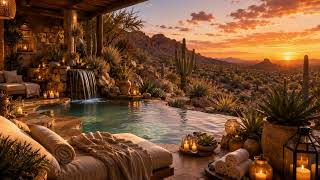 Desert Spa Sanctuary Retreat | Relaxing Waterfall Sounds & Peaceful Desert Ambience