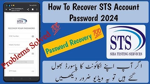 STS account password recovery | How to recover STS account password 2024 | STS | passing recovery