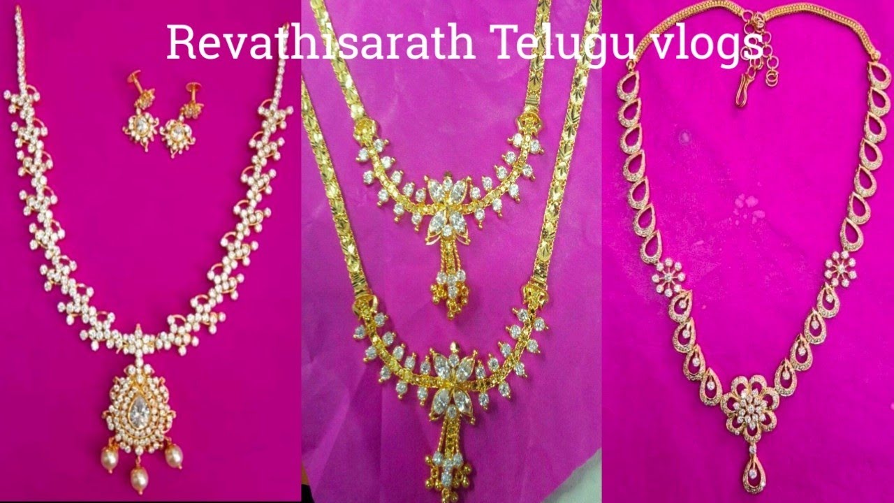 gold white stone's necklace designs with weight and price| latest ...