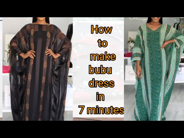 How to cut and sew bubu kaftan dress in 7 minutes/ Nelostitches class=