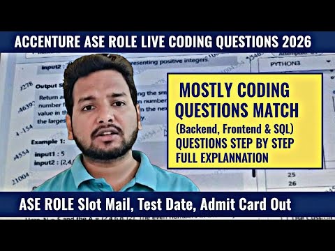 Accenture ASE Live Coding Questions 2026 | Full Backend, Frontend & SQL Questions Explanation