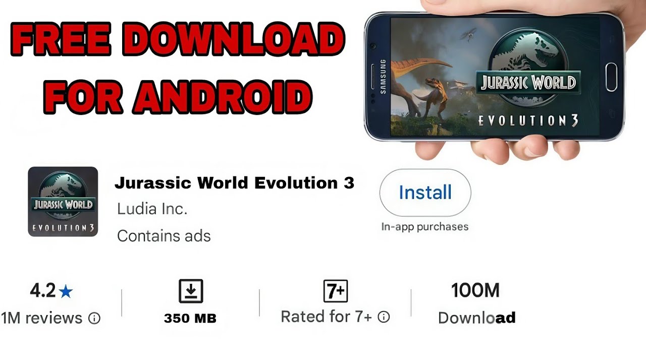 Jurassic World Evolution 3 Game Download For Android | Free Download Jurassic World Evolution 3 Game