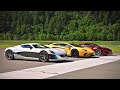 Grand tour dragracelamborghini aventador s vs rimac concept one vs honda nsx