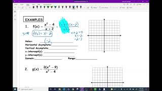 Alg 2 H 4-3 Graphing Rational Functions with a calculator a