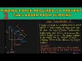 LADDER PROBLEM 2: Find force required to stop slipping when a man is standing on it.