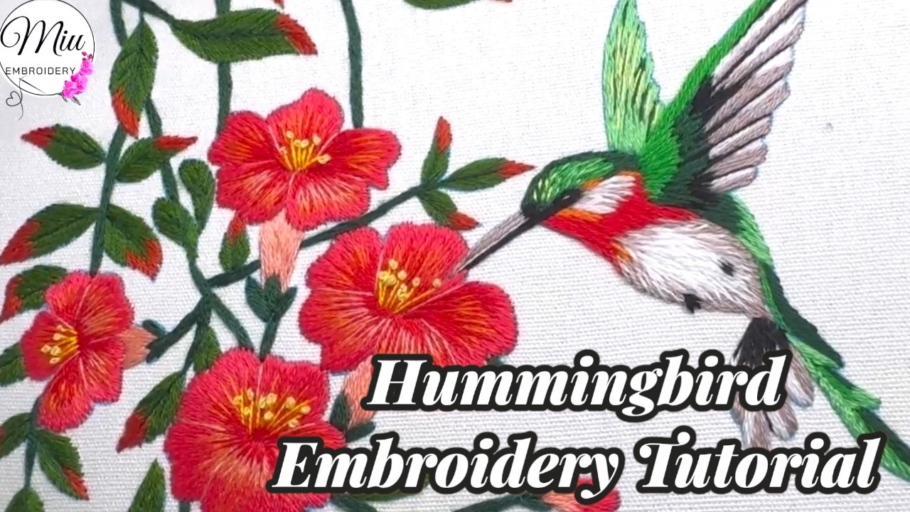 Hummingbird with Flowers 🌺 DIY Embroidery Kit Tutorial - YouTube