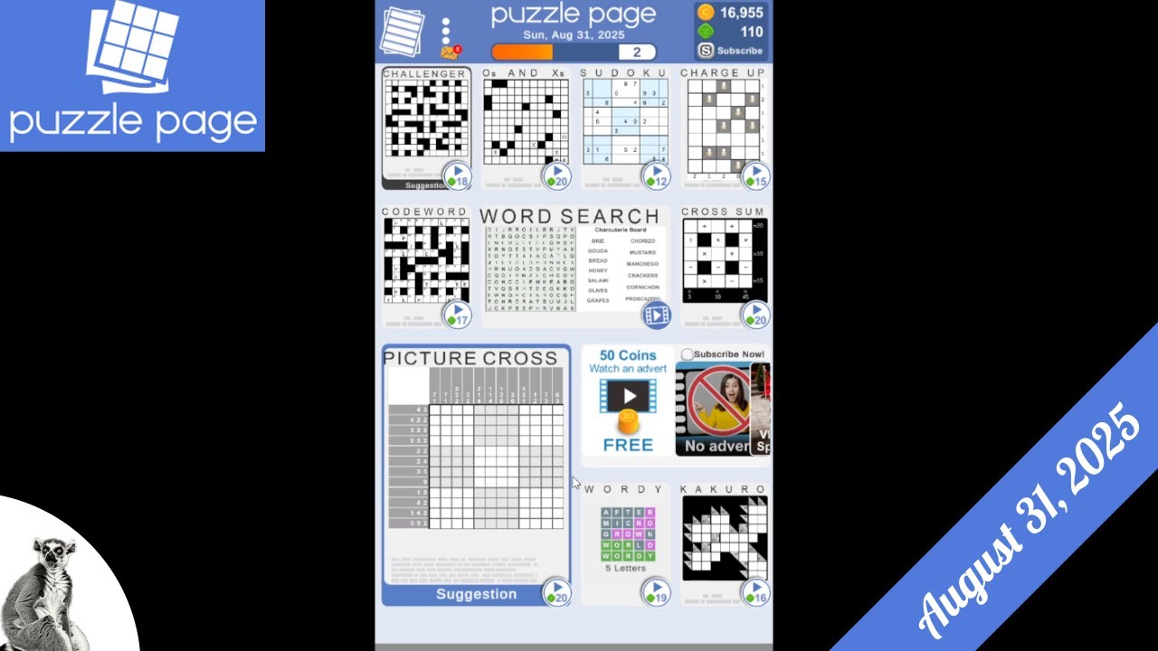Daily Puzzles - August 31 2025 - Puzzle Page - YouTube