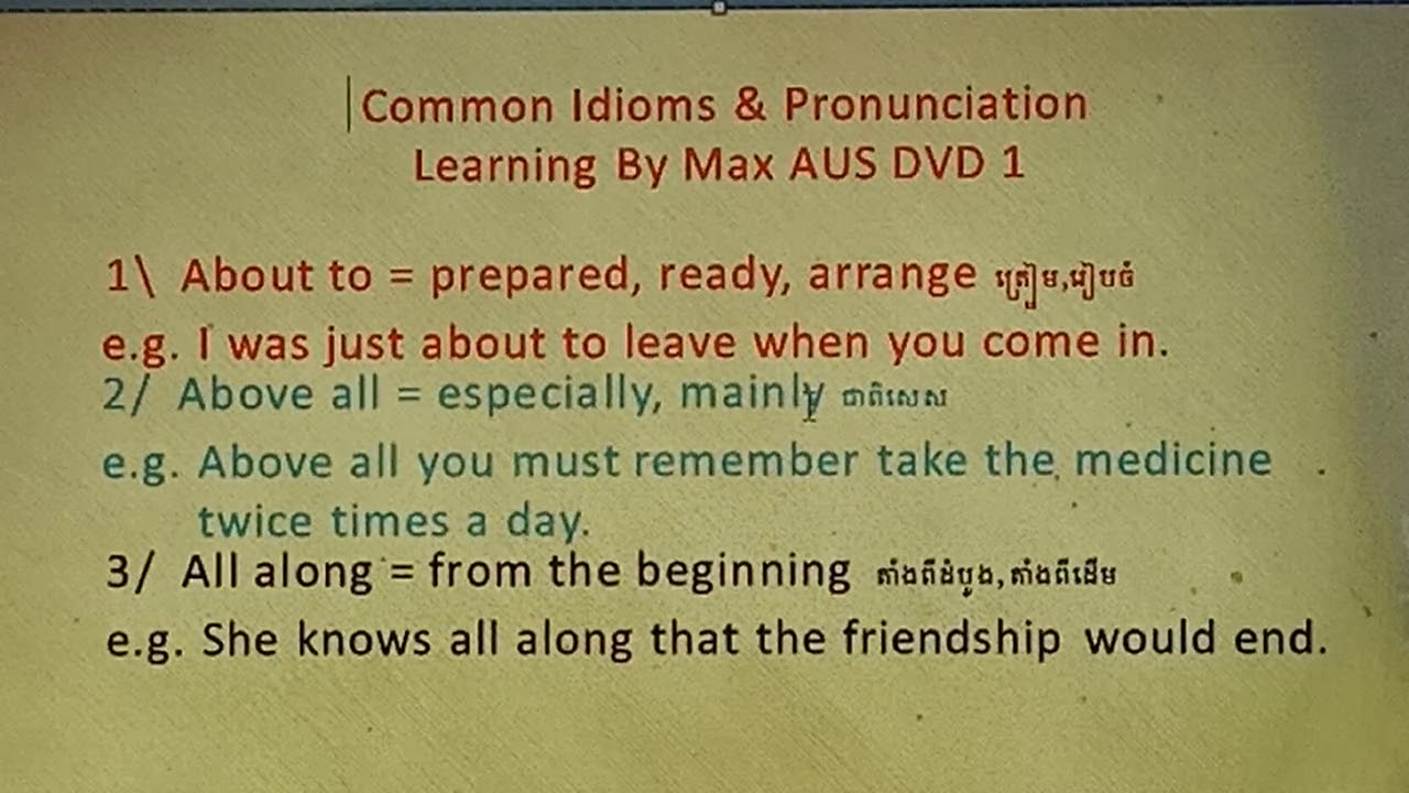 Common Idioms & Pronunciation DVD 1 YouTube