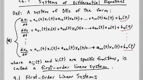 9.1 - First-Order Linear Systems