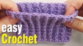 Easy Crochet: How to Crochet Textured Stretchy Stitch Ribbing in the Round. Elastic stitch pattern.