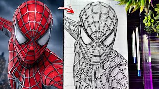 Realistic🔥Spider-Man Drawing With Colour Pencil | Marvel Spider Man Drawing | Step By Step