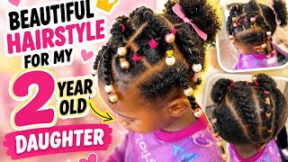 BEAUTIFUL HAIRSTYLE FOR MY 2 YEAR OLD DAUGHTER ❤️ | Cute Toddler Natural Hair Tutoria