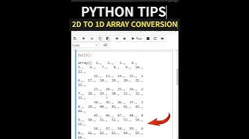 PYTHON ARRAY CONVERSION 2D to 1D NUMPY ARRAY #python #shorts #viral #pythonforbeginners #python3