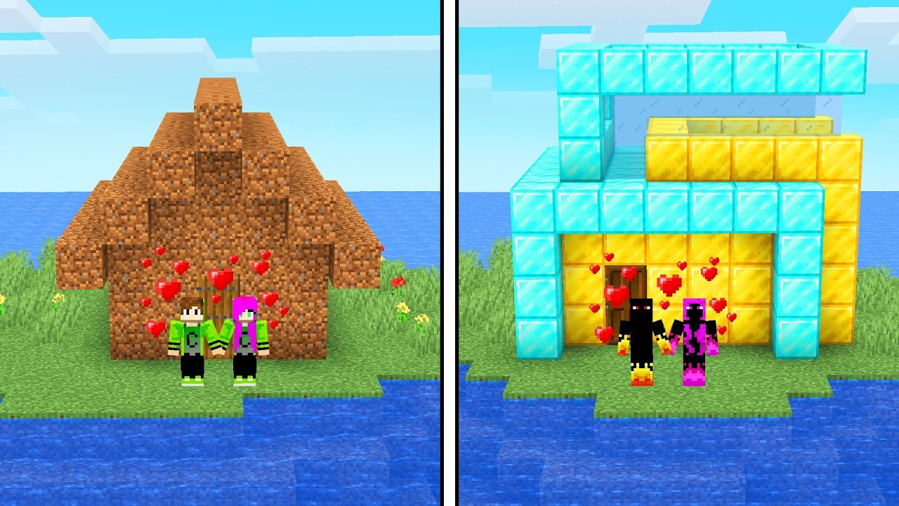 BATALHA da CASA na ÁGUA dos NAMORADOS no Minecraft! 👫