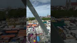 #shorts Frühlingsfest München 2024: Blick auf den Festplatz und die Fahrgeschäfte vom Riesenrad